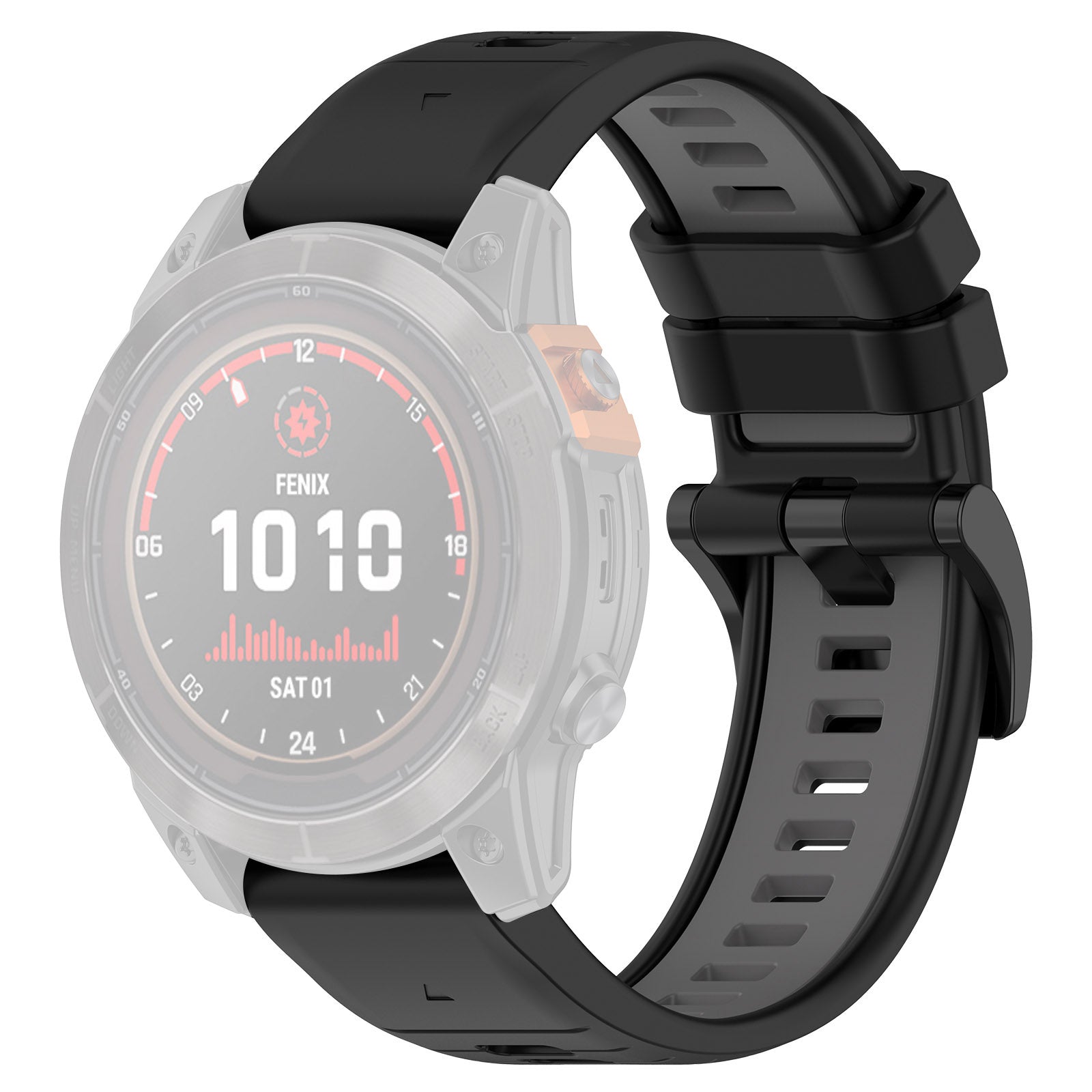 For Garmin Fenix 7X / 7X Pro / 6X QuickFit 26mm Silicone Watch Strap Dual Color Wrist Band - Orange+Black For Garmin Fenix 7X / 7X Pro / 6X QuickFit 26mm Silicone Watch Strap Dual Color Wrist Band - Orange+Black